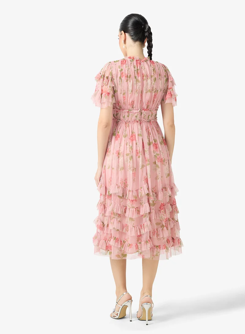 Anaya With Love Ruffle Detailed Angel Sleeve Midi Dress